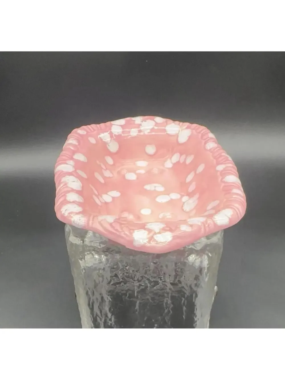 🌸 Vintage Pink White Speckled Ceramic Soap Dish Trinket Dish 1950s 🌸